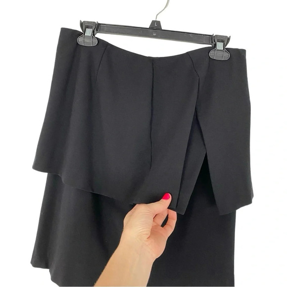 Worth Peplum Skirt Womens 6 Small Black Layered Knit Shirt Professional Workwear - Picture 3 of 8